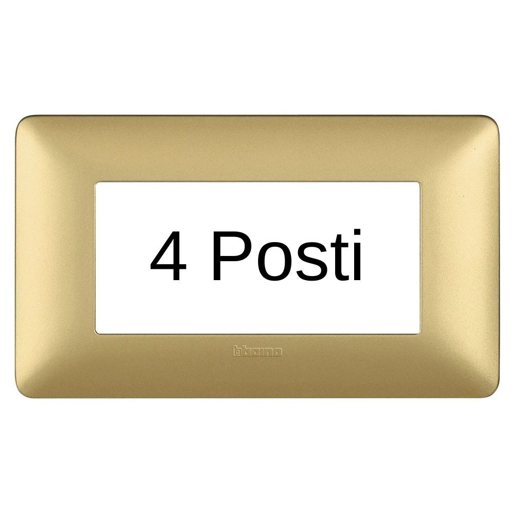 Bticino matix placca 4 posti tecnopolimero colorata am4804 pezzi 4 *** colore oro gold, confezione 1