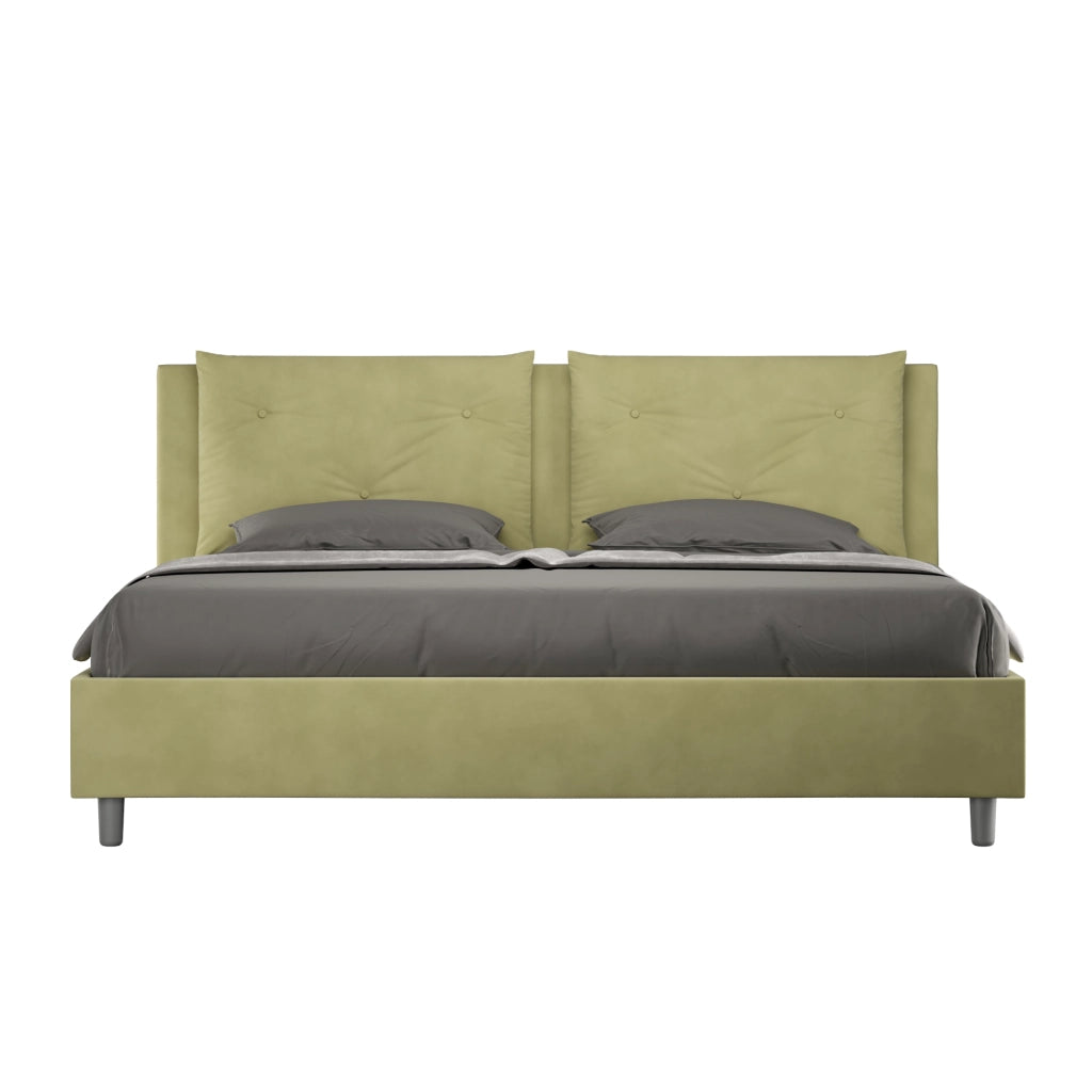 BS COM Letto senza rete imbottito 180x210 microfibra tè verde
