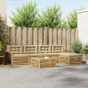 Set di divani da esterno 7 pz Bianco e Beige Poliestere 3390378