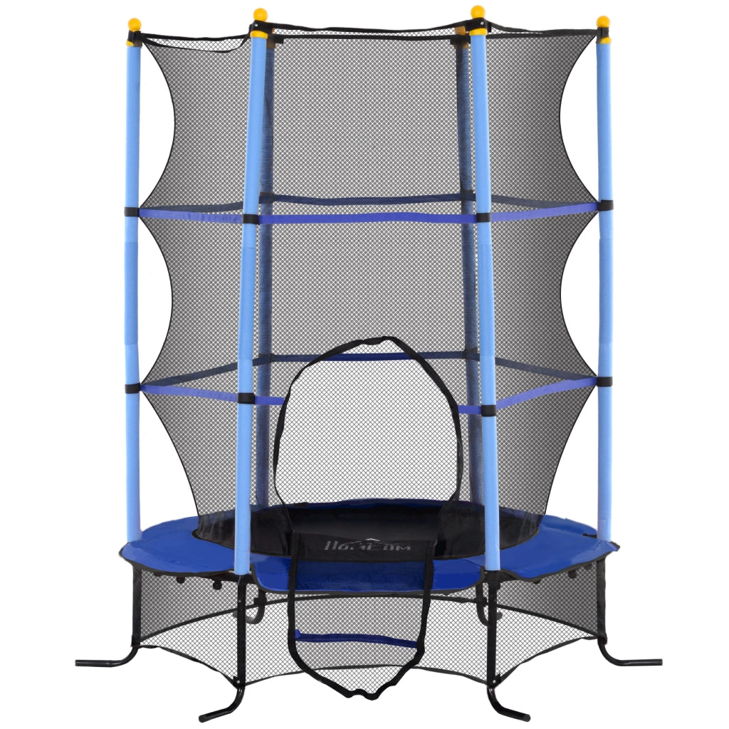 Trampolino da giardino ¨C zephmum ¨C Blu, ?160x190 cm, con rete di sicurezza
