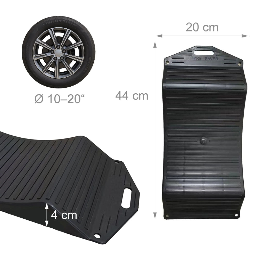 Set di 2 protezioni per pneumatici per veicoli per il tempo libero parcheggio prolungato 23 x 15 x 10 cm in plastica nera 13_0017680