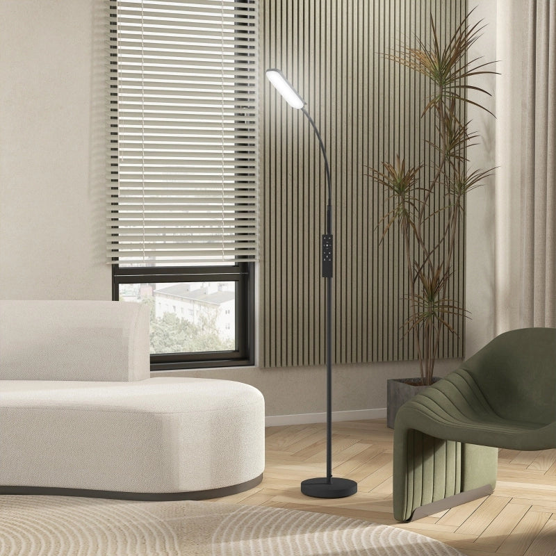 Lampada da terra LED dimmerabile con telecomando e controllo touch collo flessibile orientabile a 360° nera
