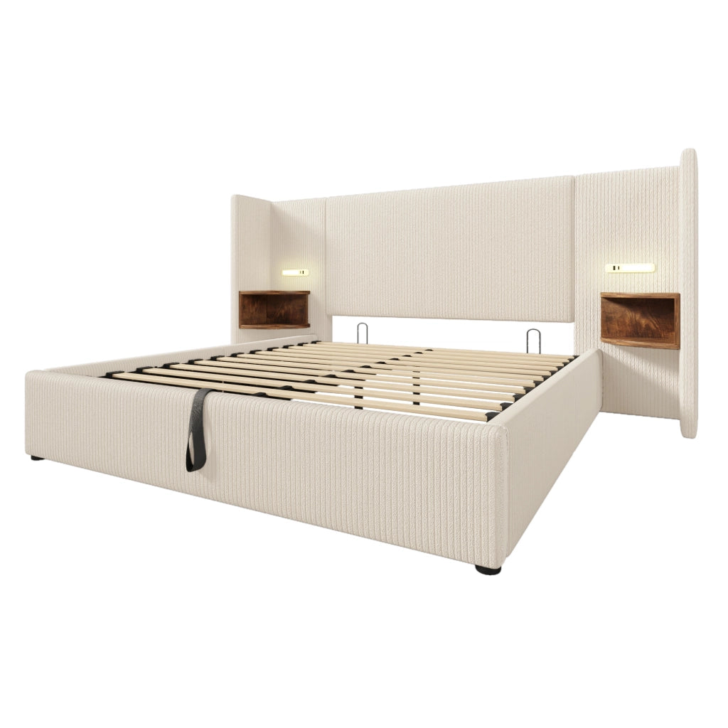 Letto matrimoniale 160x200 con contenitore beige