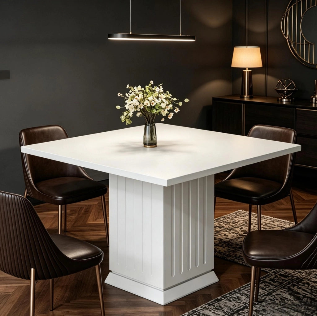 Tavolo da pranzo quadrato bianco per 4 persone