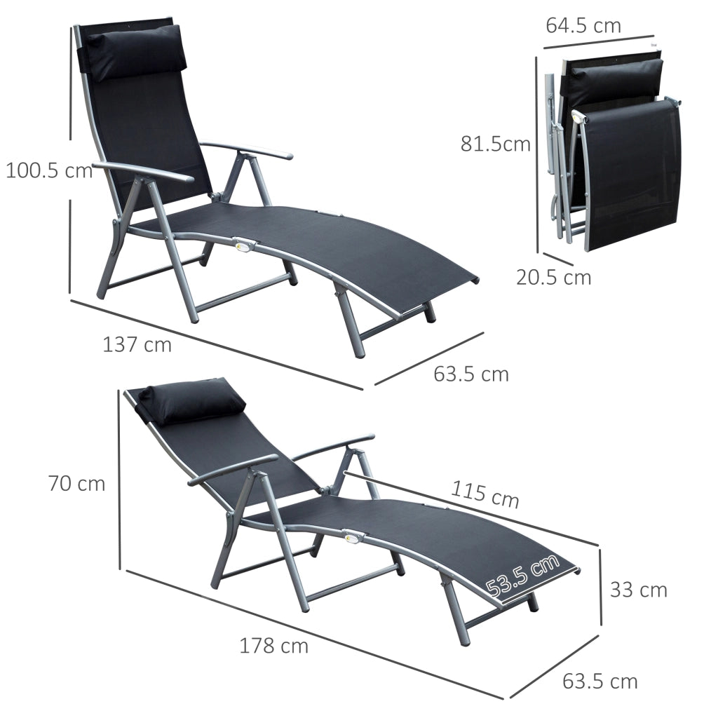 SDRAIO Pieghevole da esterno 137x63,5x100,5 cm Metallo Nero