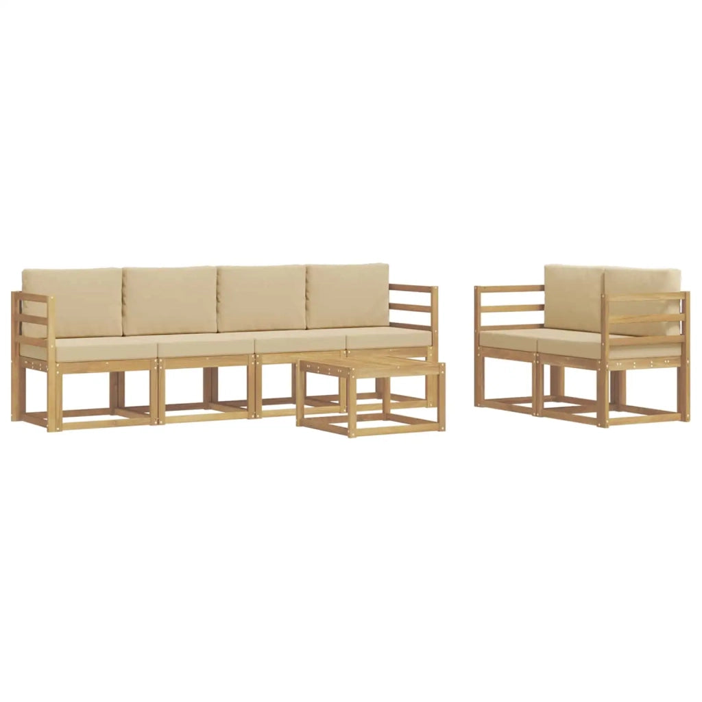 Set di divani da esterno 7 pz Bianco e Beige 3387267