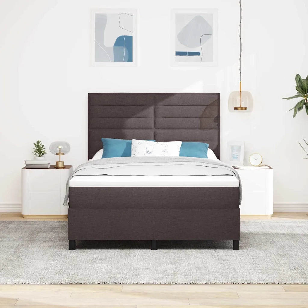 Letto a molle con materasso Marrone scuro 140 x 190 cm Tessuto