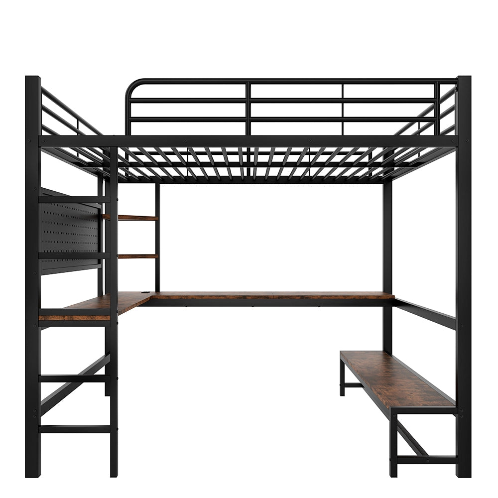 Letto a soppalco - Xylo - 140x200 cm USB LED nero