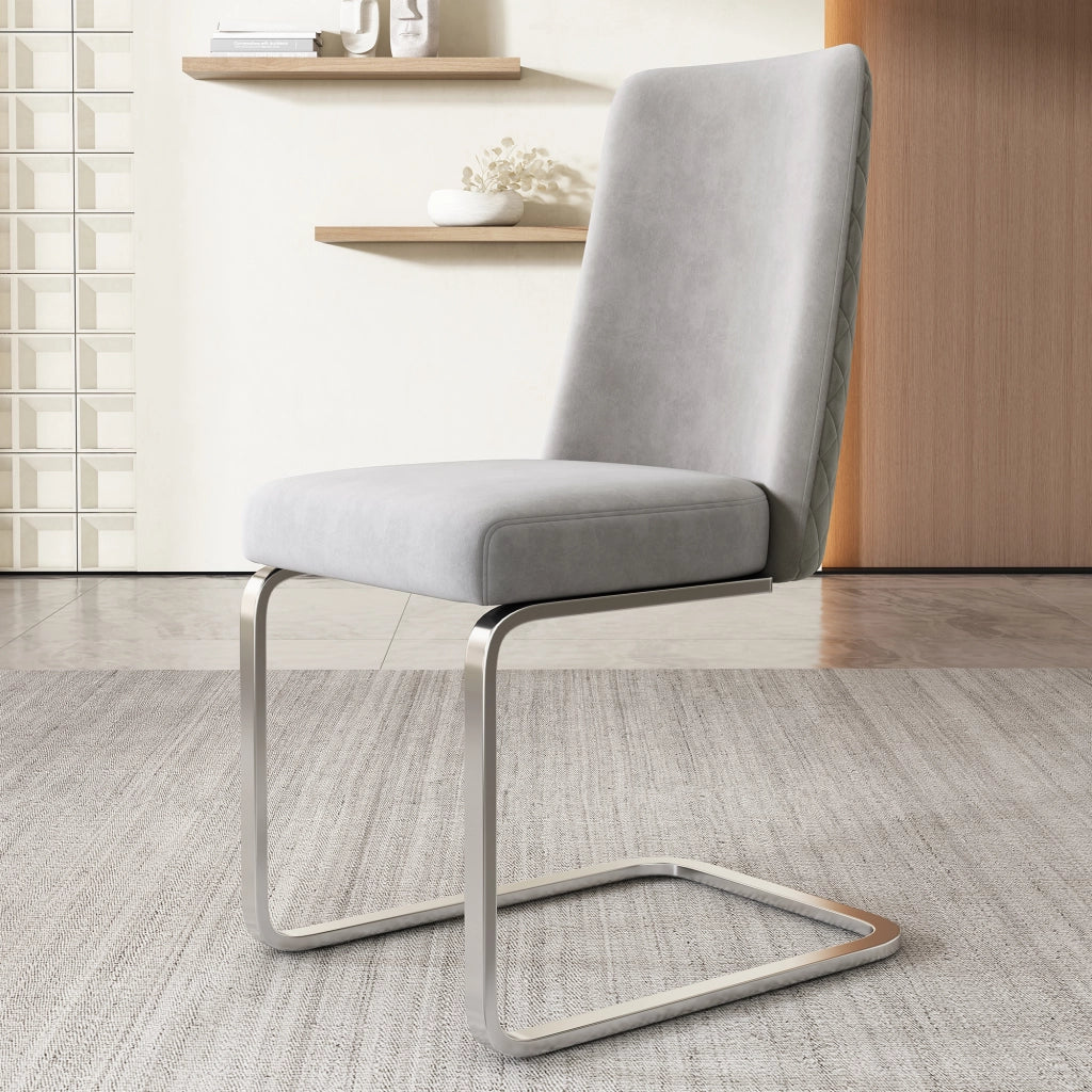 SEDIA da pranzo in velluto grigio e argento, set da 2 pezzi, 63,5x63,5x47,63 cm
