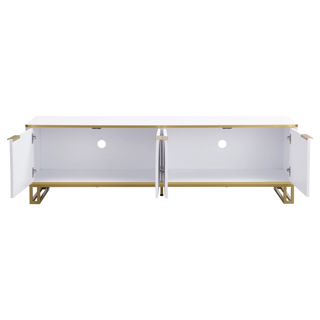 Mobile porta tv 160 cm bianco e oro con quattro ante