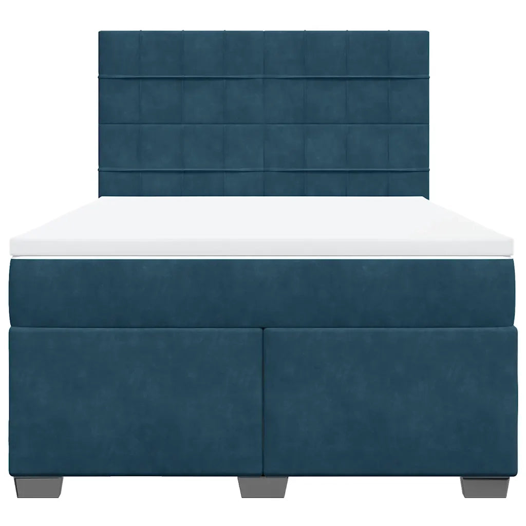 Giroletto a Molle con Materasso Blu 140x200 cm in Velluto 3293234