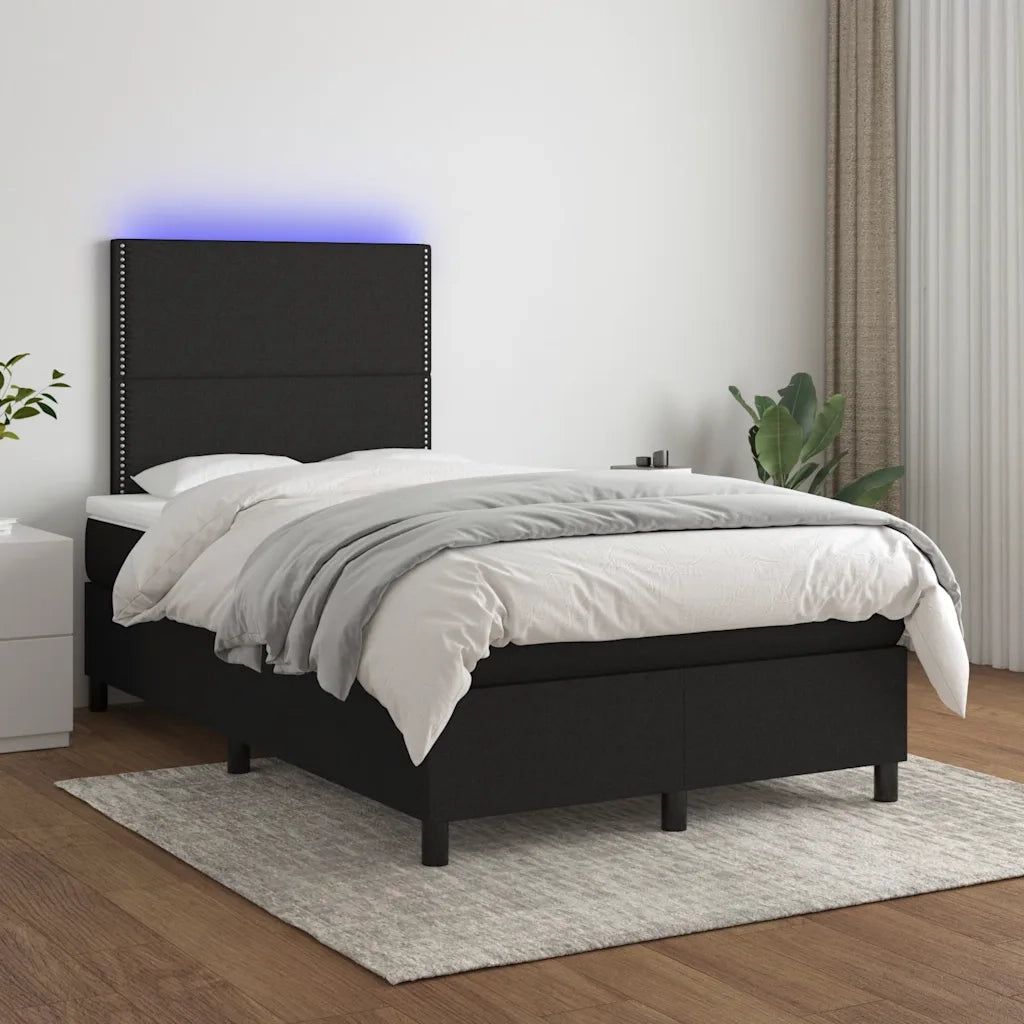 Letto a Molle con Materasso e LED Nero 120x190 cm in Tessuto 3270192