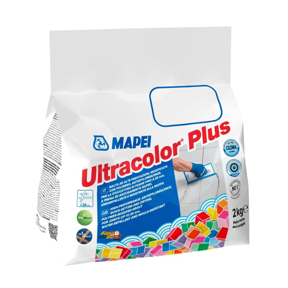Stucco fughe resistente muffa antieffluorescenze ceramiche ultracolor plus 2 kg *** colore- bianco - 100, confezione 1