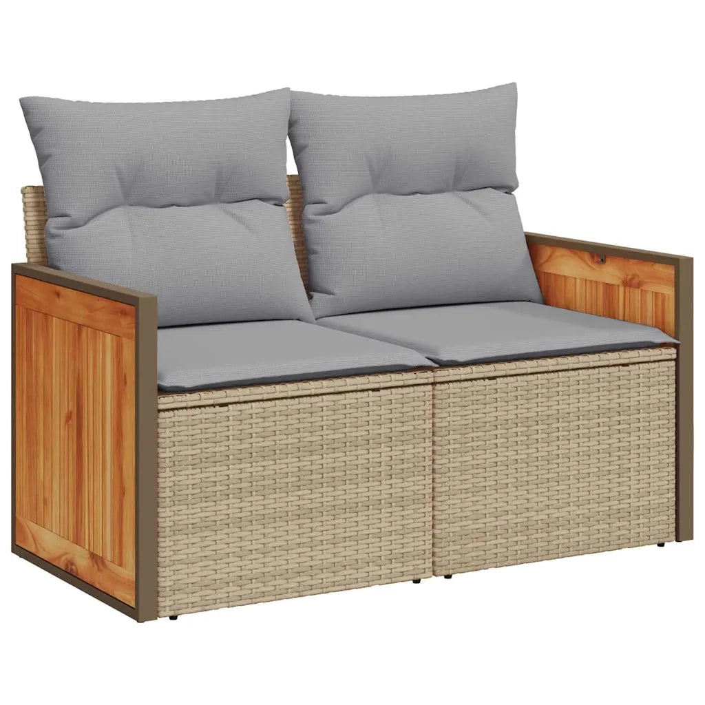 Set Divano da Giardino 11 pcs Beige e Grigio Chiaro polyrattan