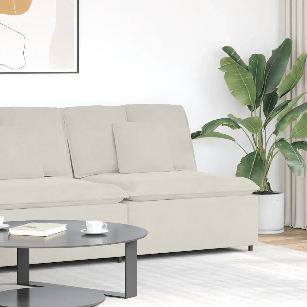 Modulo Centrale Divano Modulare con Cuscini Crema 100 cm 4104436