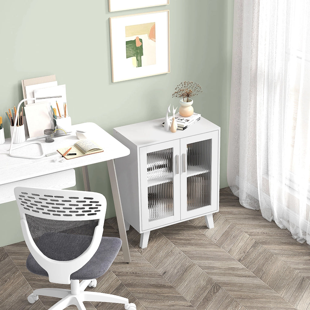 Cassettiera con ante trasparenti e 2 ripiani ¨C Minimal ¨C Bianco 61x35x75 cm