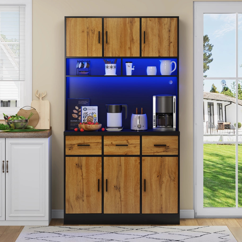 Mobile cucina 100x40x180 cm con LED, prese USB e cassetti