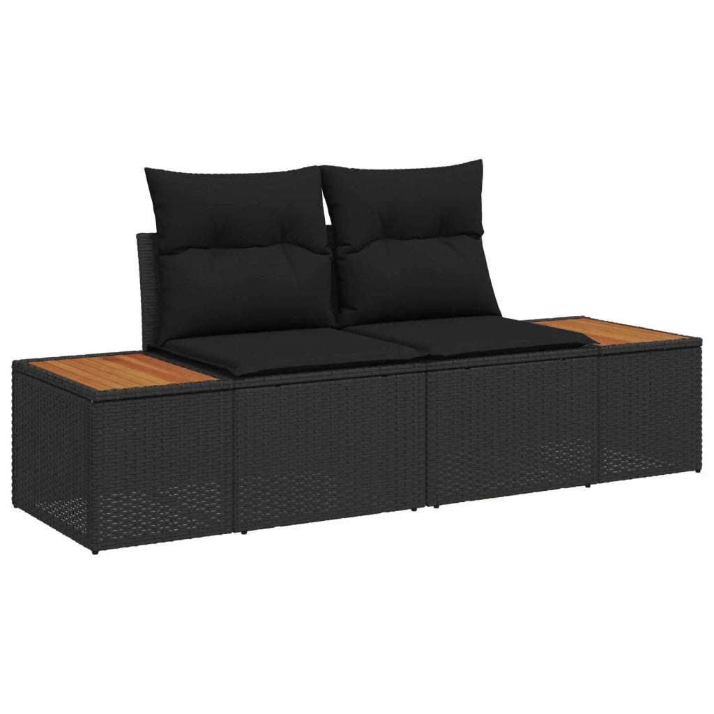 Set Divano da Giardino con cuscino 11 pcs Nero Poly Rattan