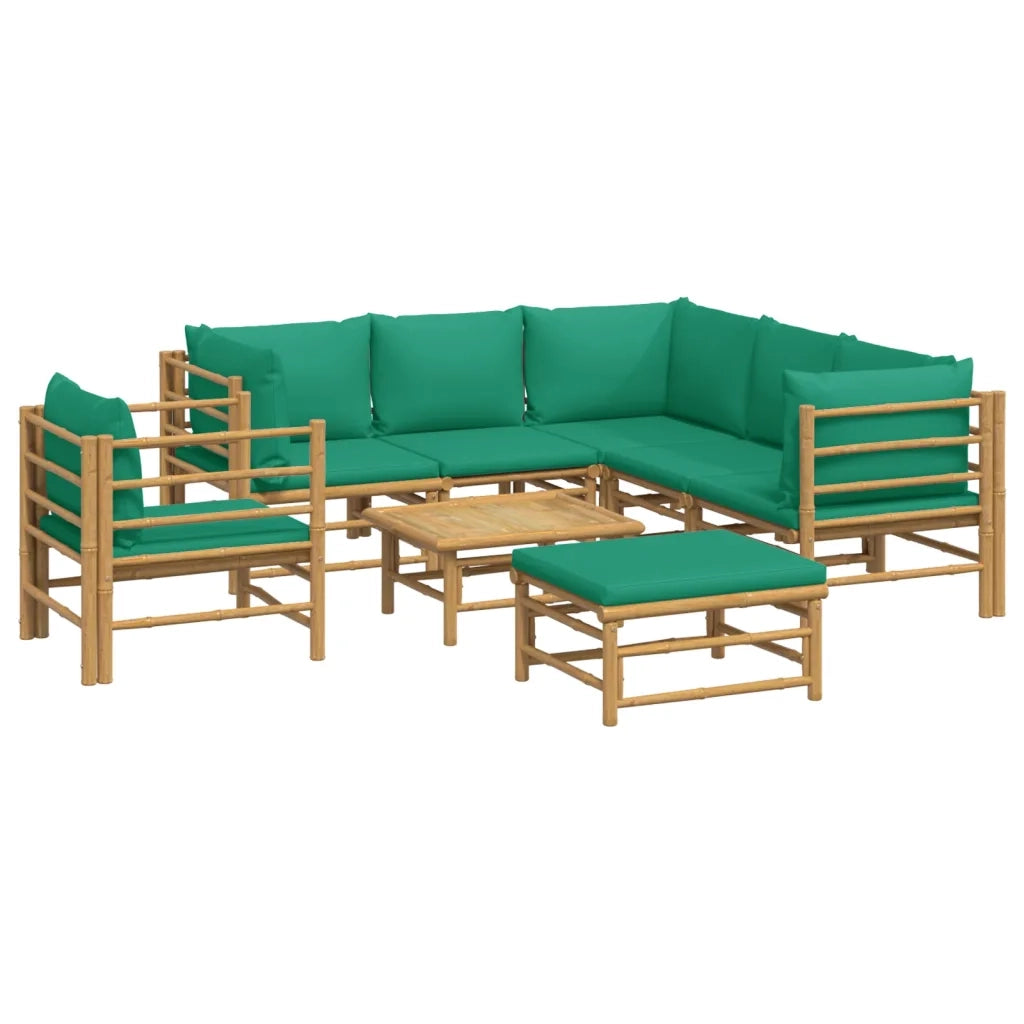 Set Salotto da Giardino 8pz con Cuscini Verdi Bambù 3155158