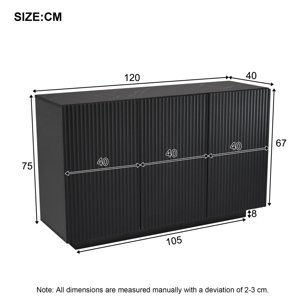 Sideboard LED nero 120 cm in MDF con controllo Bluetooth