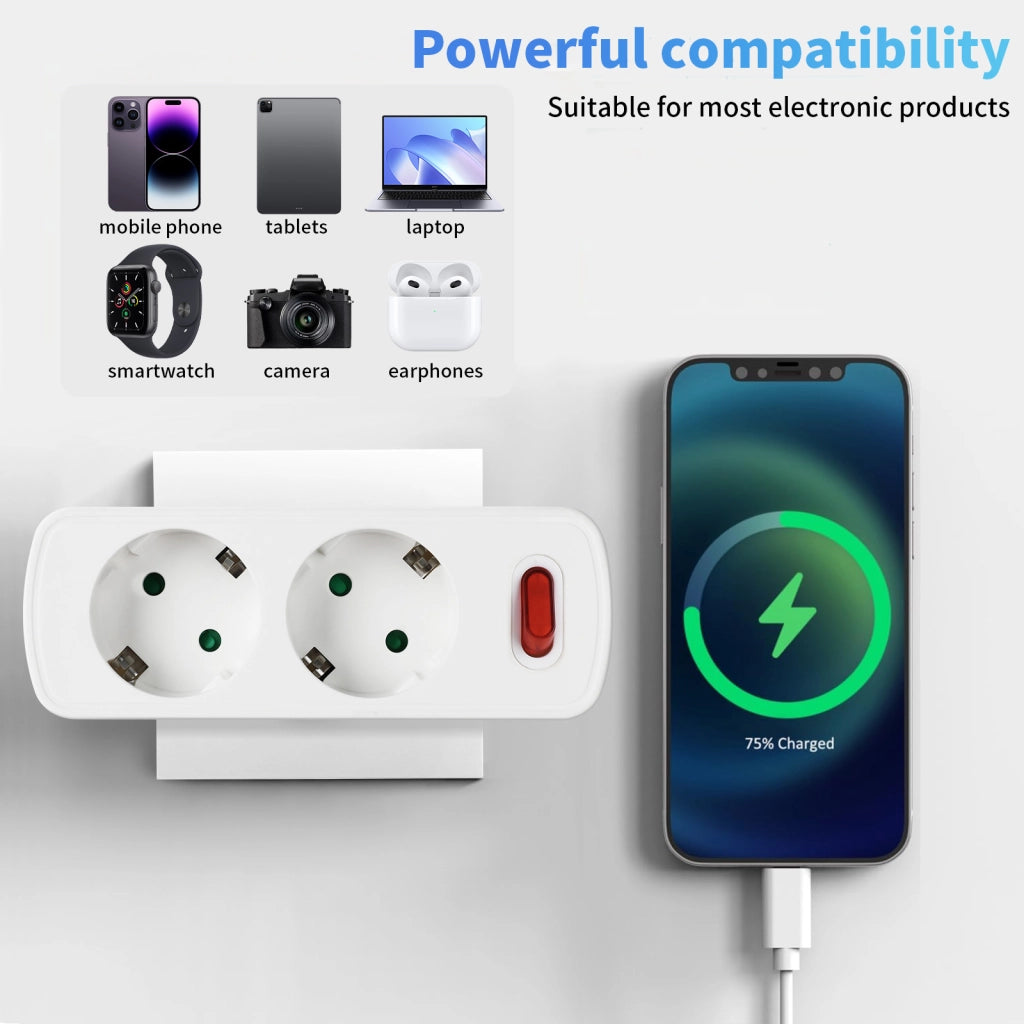 Adattatore Presa Elettrica 2 Prese ¨C Minimal ¨C Bianco