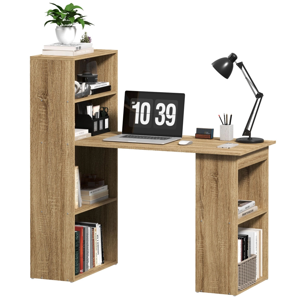 Scrivania angolare con libreria ¨C Zephmum ¨C Rovere 120x60x180