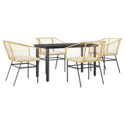 Set da Pranzo da Giardino 5pz | Set Salotto da Giardino con Cuscini Polyrattan Vetro