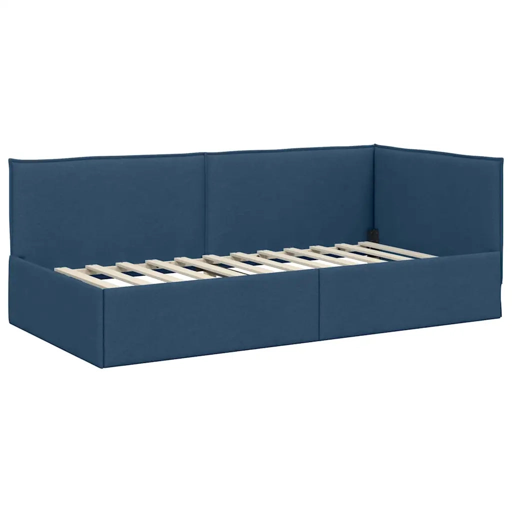 Cornice del letto ad angolo Blu 100 x 200 cm Tessuto 42016478