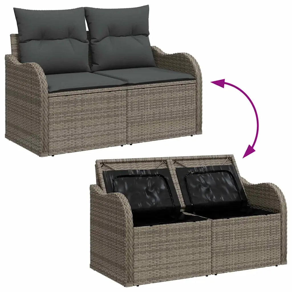 Set Divano da Giardino 11 pcs Grigio polyrattan