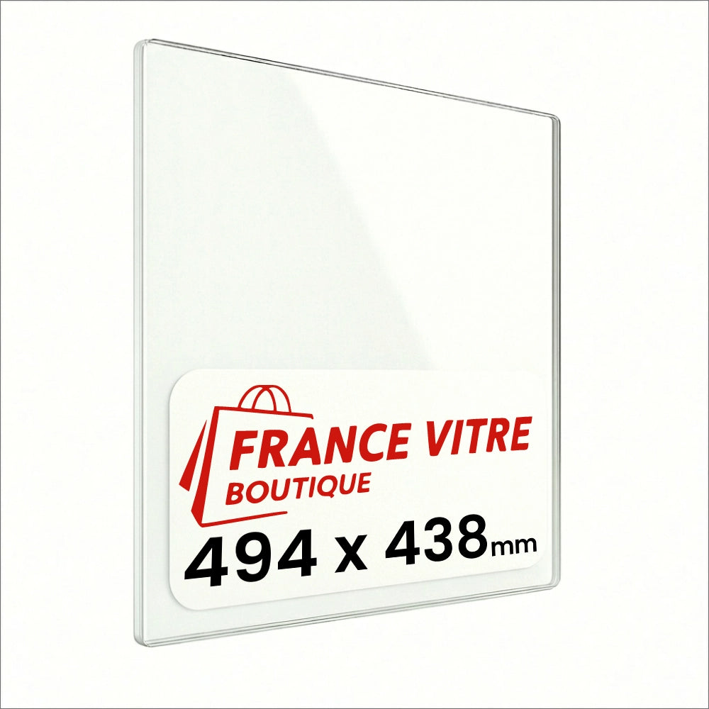 494 x 438 x 4 mm - Vetro per stufa a legna - vetro camino di ricambio - vetro per caminetto resistente al fuoco - France Vitre
