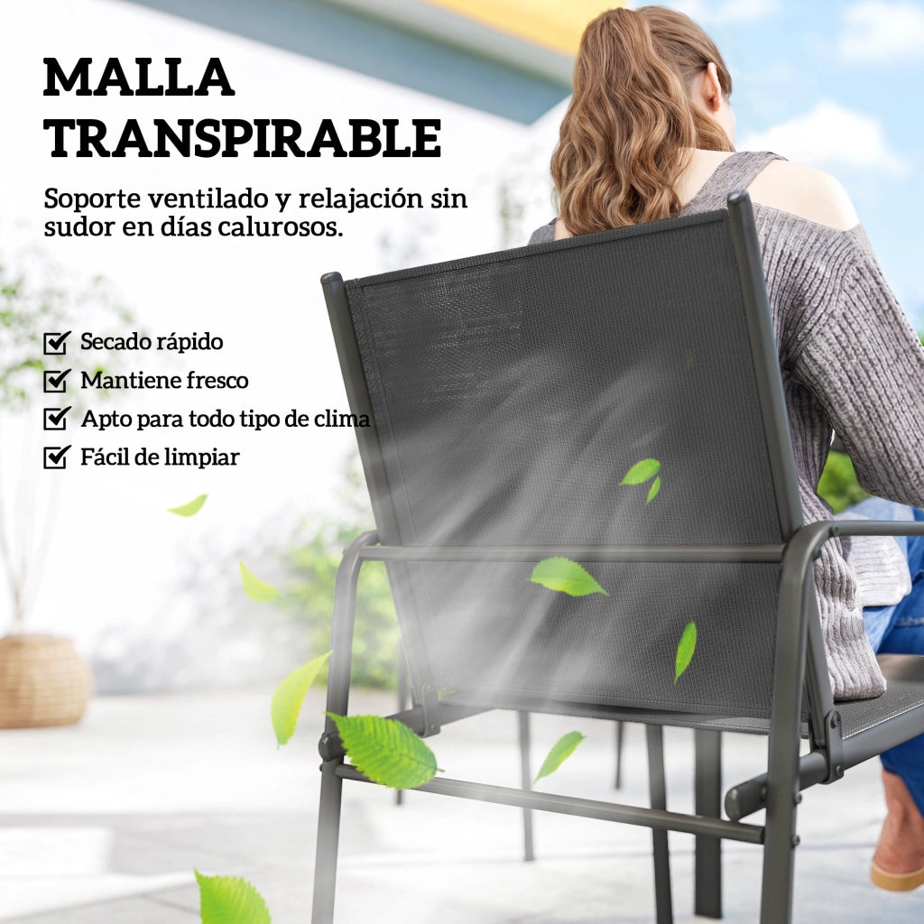 Set Tavolo e Sedie da Giardino ¨C Minimal ¨C Nero 6 Pezzi