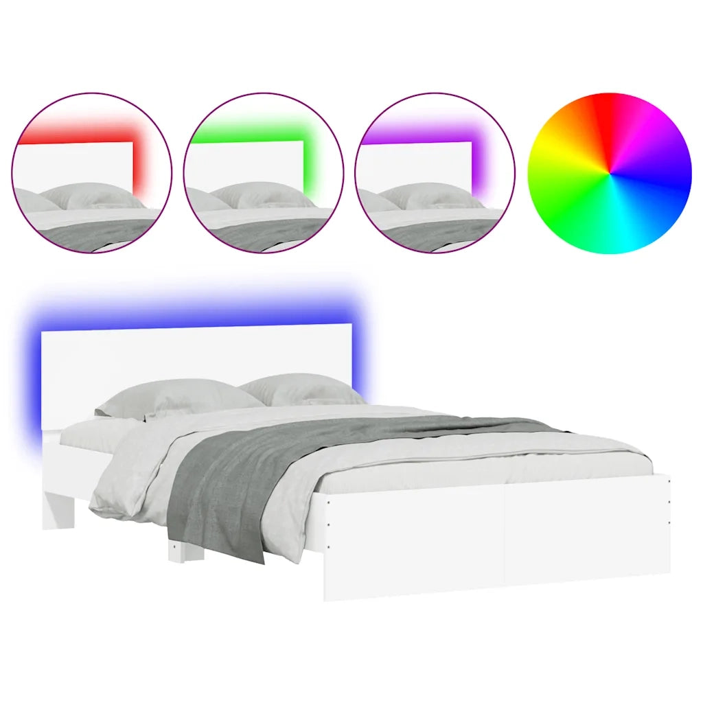 Giroletto con Testiera e LED Bianco 140x200 cm 3207609