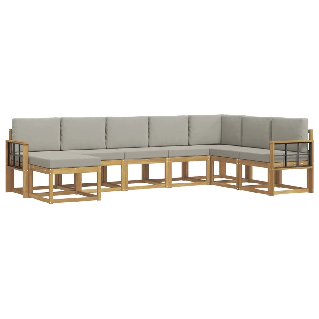Set di divani da esterno 8 pz Bianco e Grigio Chiaro 3388060