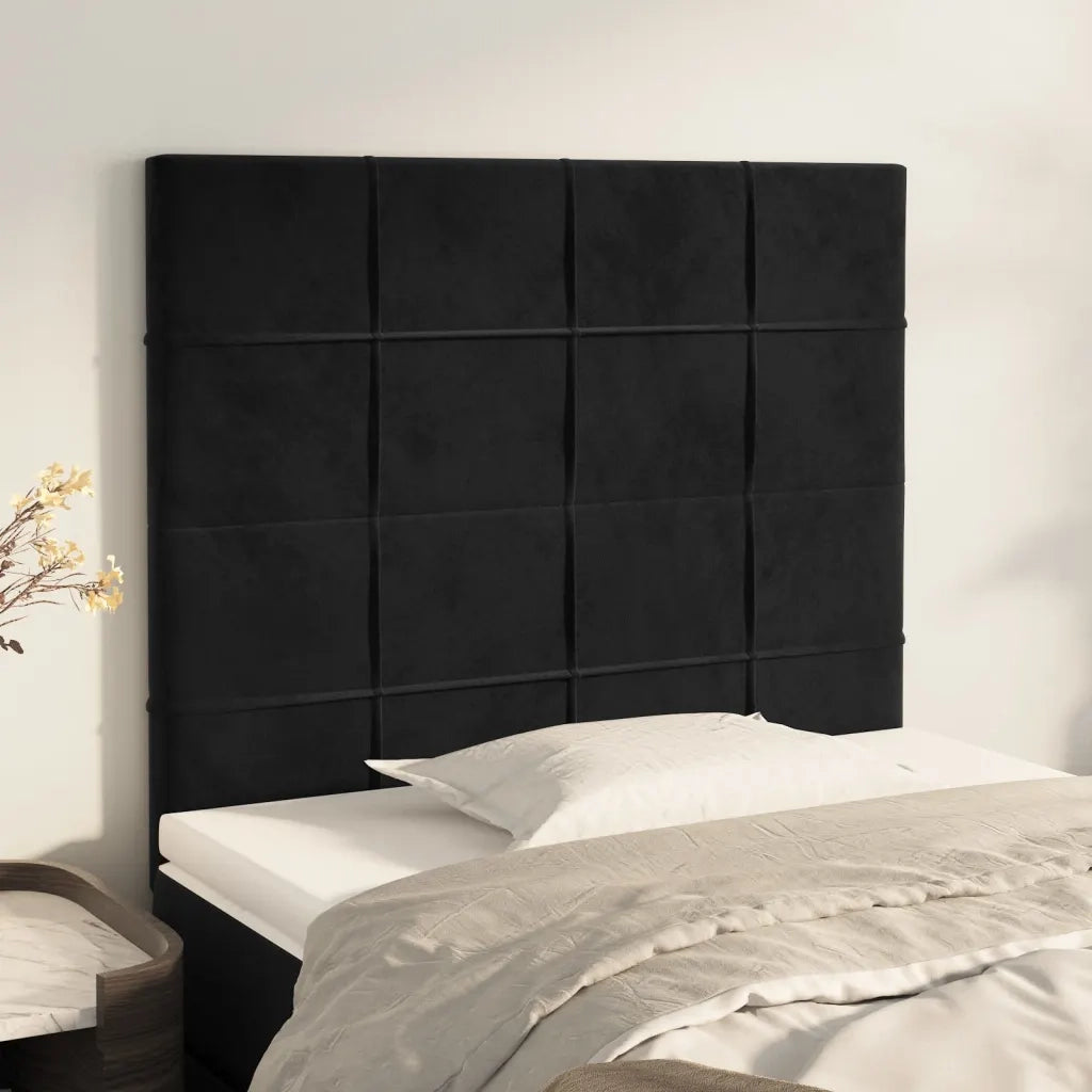 Testiera | Testata Nera 80x5x118/128 cm Velluto