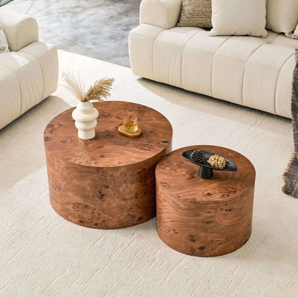 TAVOLI da caffè nesting Set da 2 pezzi MDF marrone con contenitore