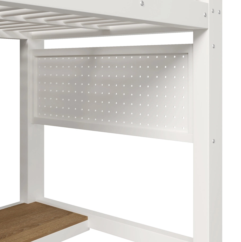 LETTO a soppalco 90x200 cm metallo bianco con scrivania e LED