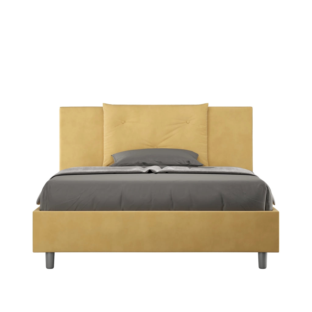 BS COM Letto una piazza e mezza contenitore imbottito 130x210 microfibra ocra
