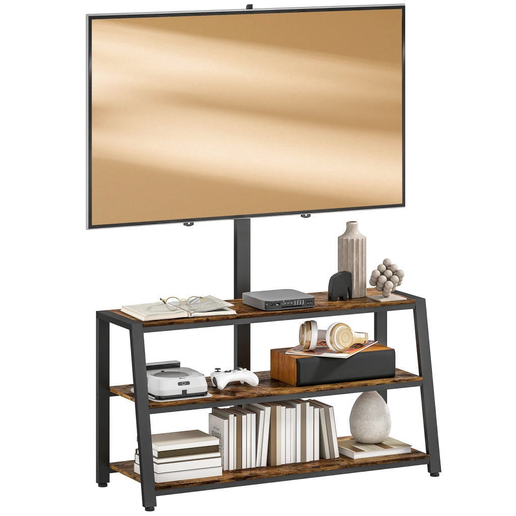 Mobile TV con Supporto per Schermi 32-70 Pollici, Angolo Regolabile 35°, Ripiani Aperti, 108x41x135cm, Marrone, Robusto