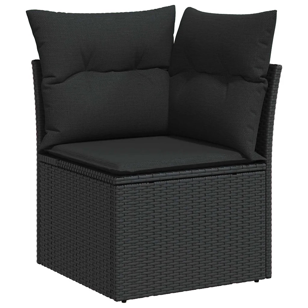 Set Divano da Giardino con cuscino con cuscino 11 pcs Nero
