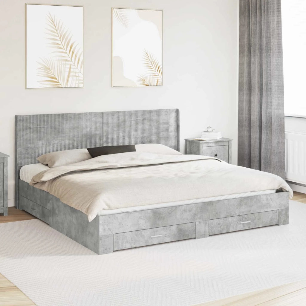 Struttura del letto con stoccaggio e testata Grigio Cemento 3414076