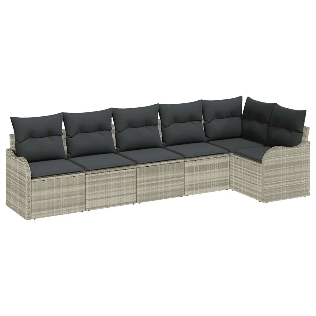 Set Divano da Giardino 6 pcs Grigio chiaro Poly Rattan