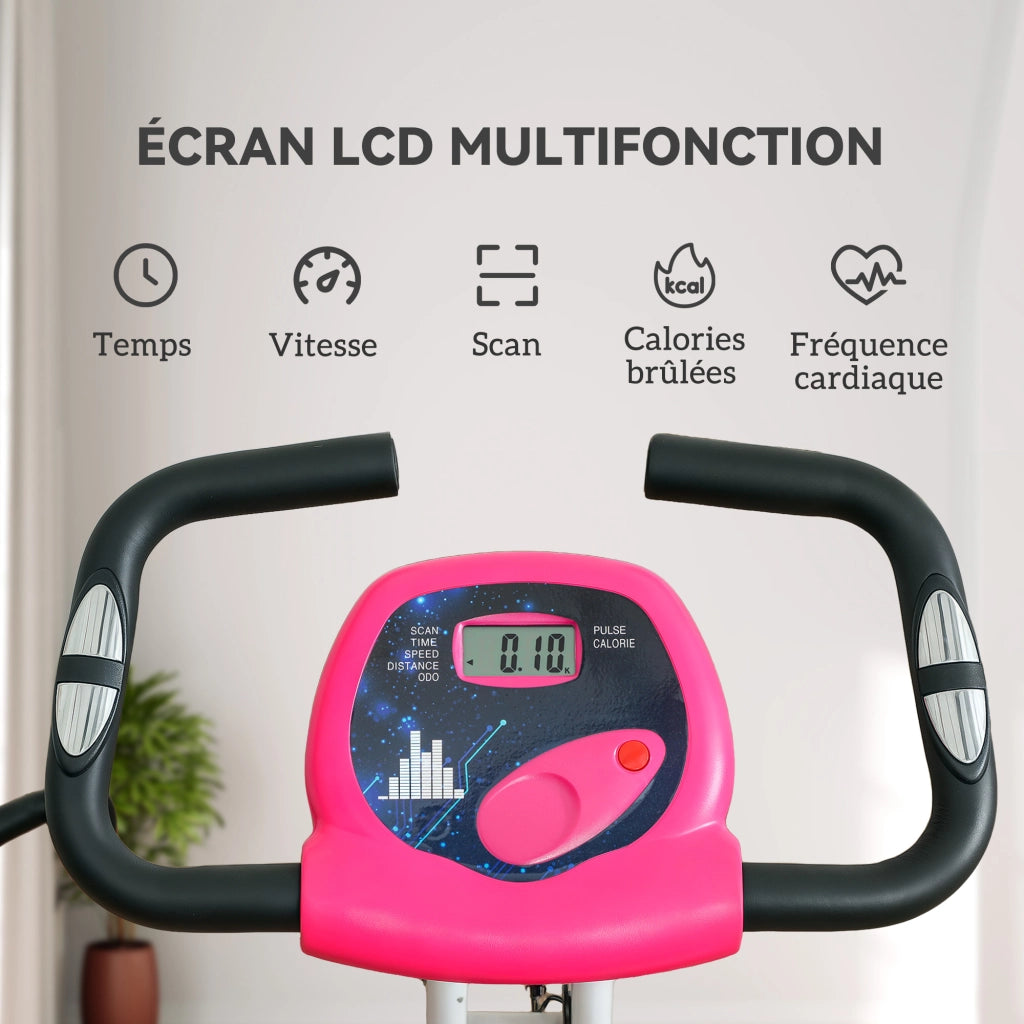 Bicicletta da camera pieghevole ¨C Minimal ¨C 8 livelli resistenza, sella regolabile, rosa