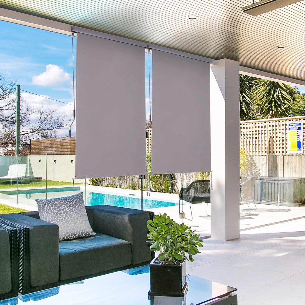 Tenda da sole verticale per balcone ¨C Xylo ¨C grigio, alluminio e poliestere, 200x120 cm