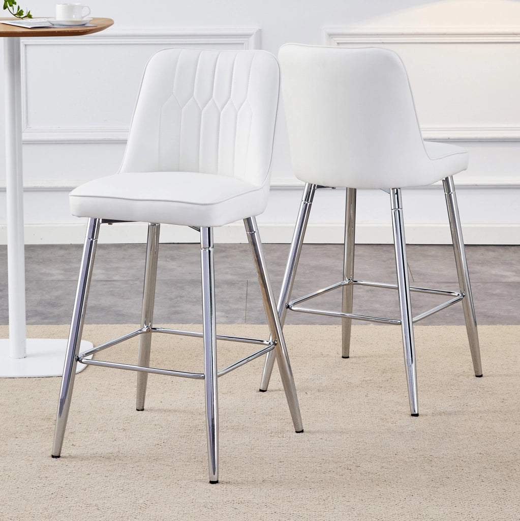 SGABELLO DA BAR Set da 2 pezzi 100 cm PU Bianco Metallo Argento