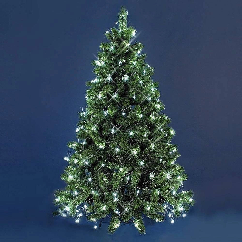 Trade Shop - Mantello Rete 240 Led Per Albero Di Natale Luci Luce Bianco Freddo 1,50 Metri -