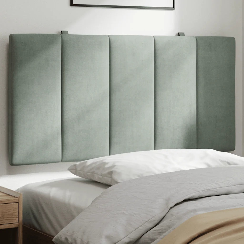 Coussin de tête de lit Hanko gris clair 100 cm velours