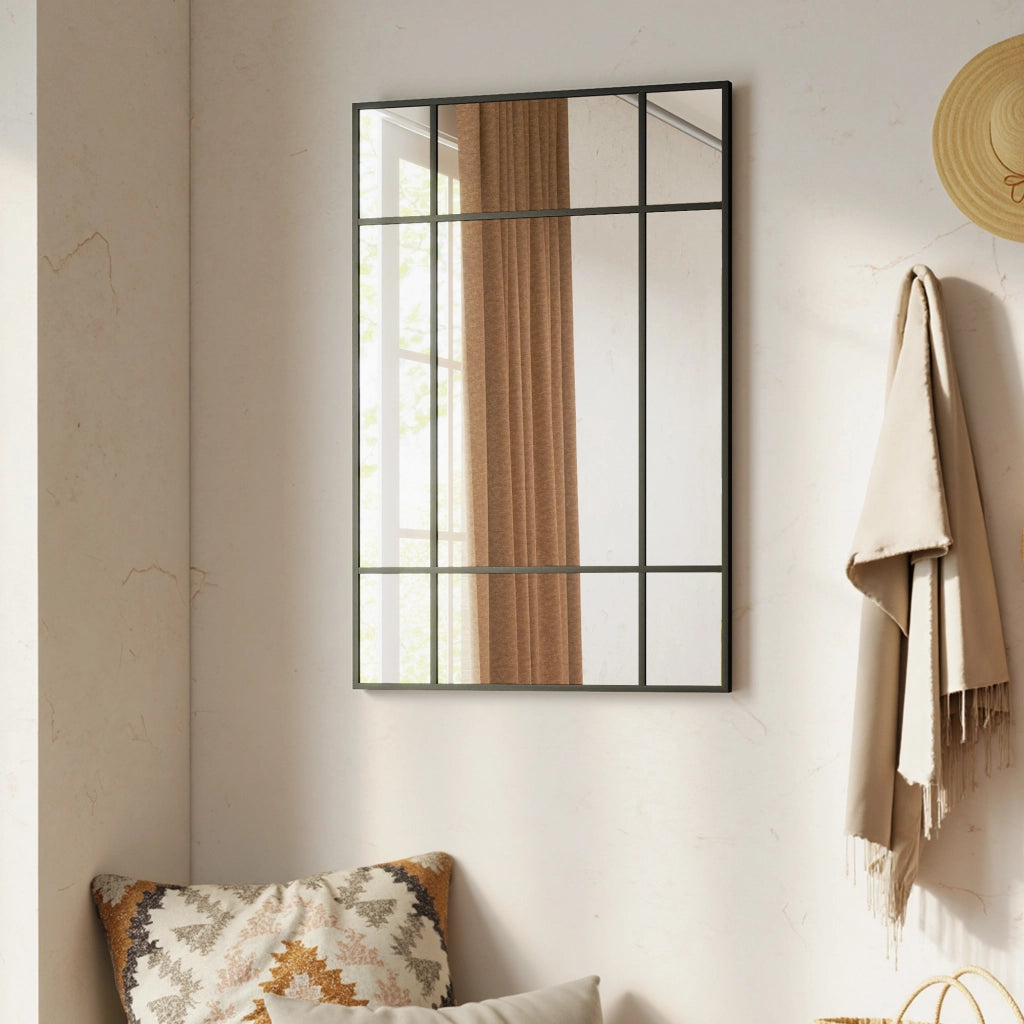 Specchio da Parete con Montaggio Verticale e Orizzontale ¨C Minimal ¨C 90x60 cm Nero