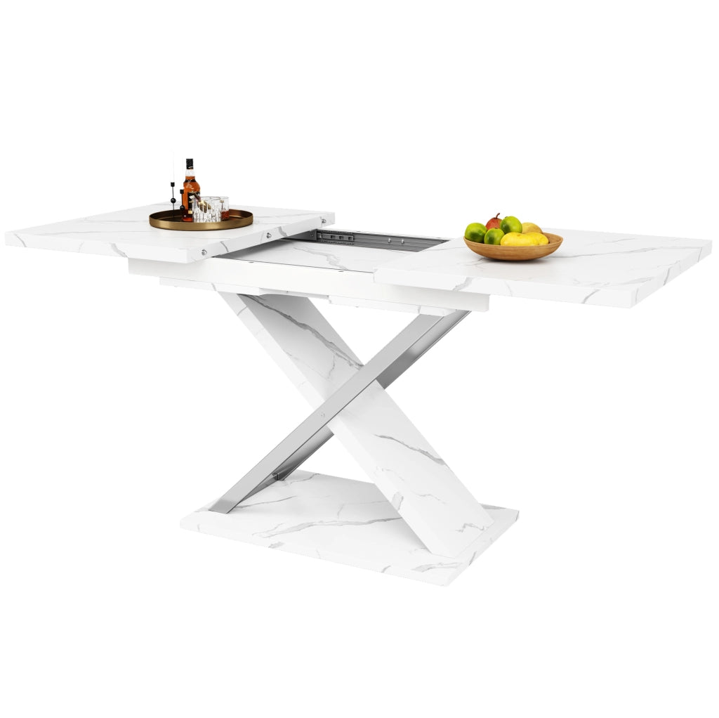 Tavolo da pranzo allungabile bianco 118-157x75 cm in MDF