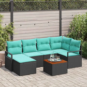 Set Divano da Giardino con cuscino 7 pcs Nero polyrattan 3347732