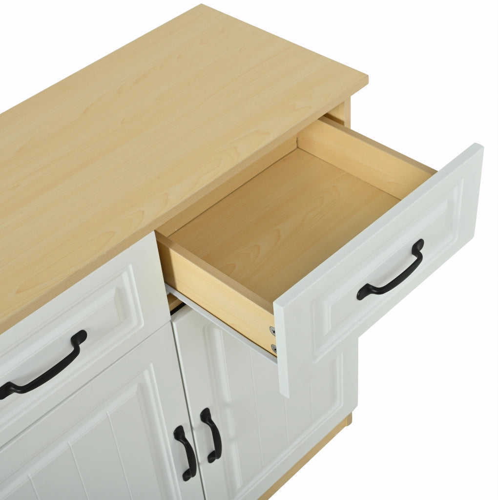 Sideboard con 4 cassetti; 4 porte e 2 ripiani interni; 160x35x80 cm; MDF; bianco